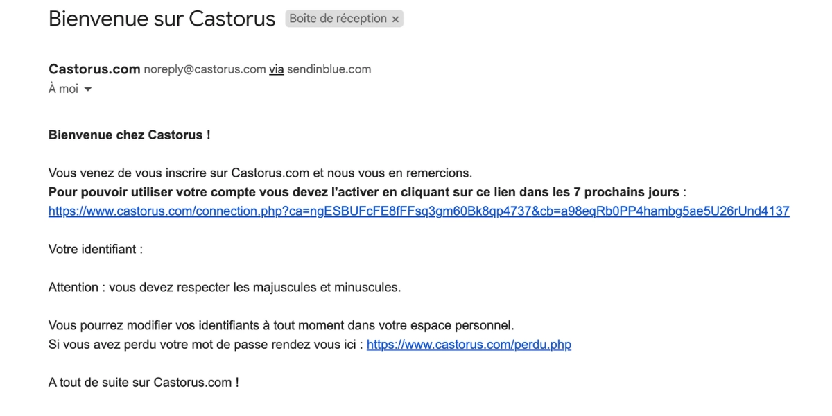 email inscription castorus