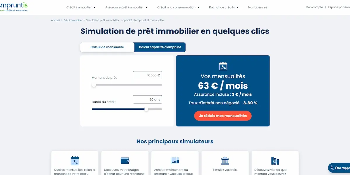 simulateur de prêt en ligne Empruntis