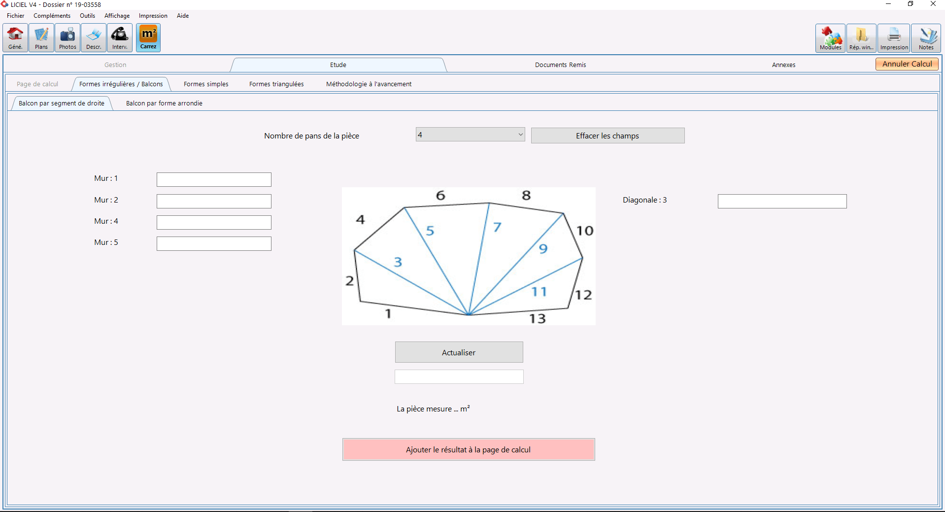 calcul m2 : méthode par triangulation